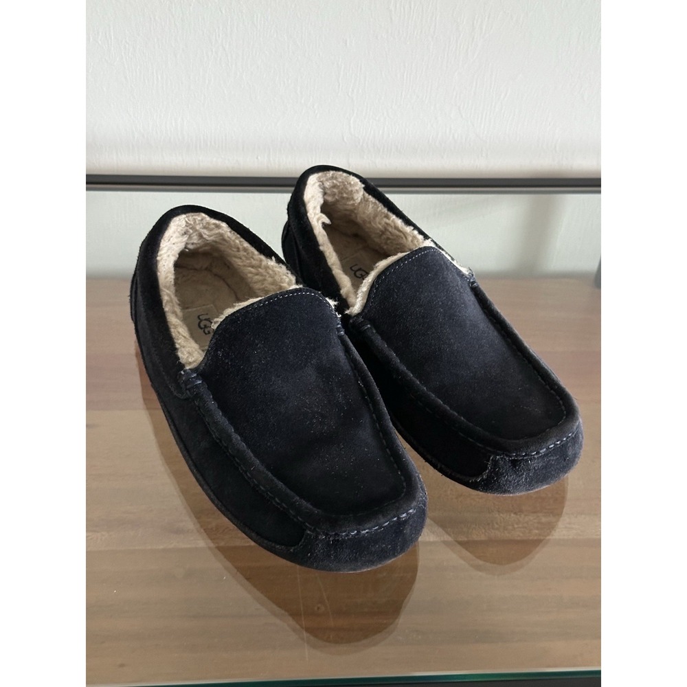 UGG Men Ascot Loafer Slipper Leather Wool Lining Size 10